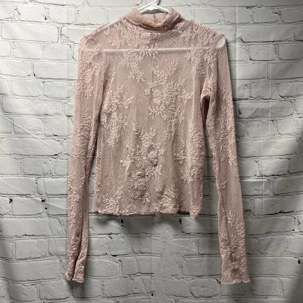 Free People Pink Lace Long Sleeve Top - Picture 2 of 10